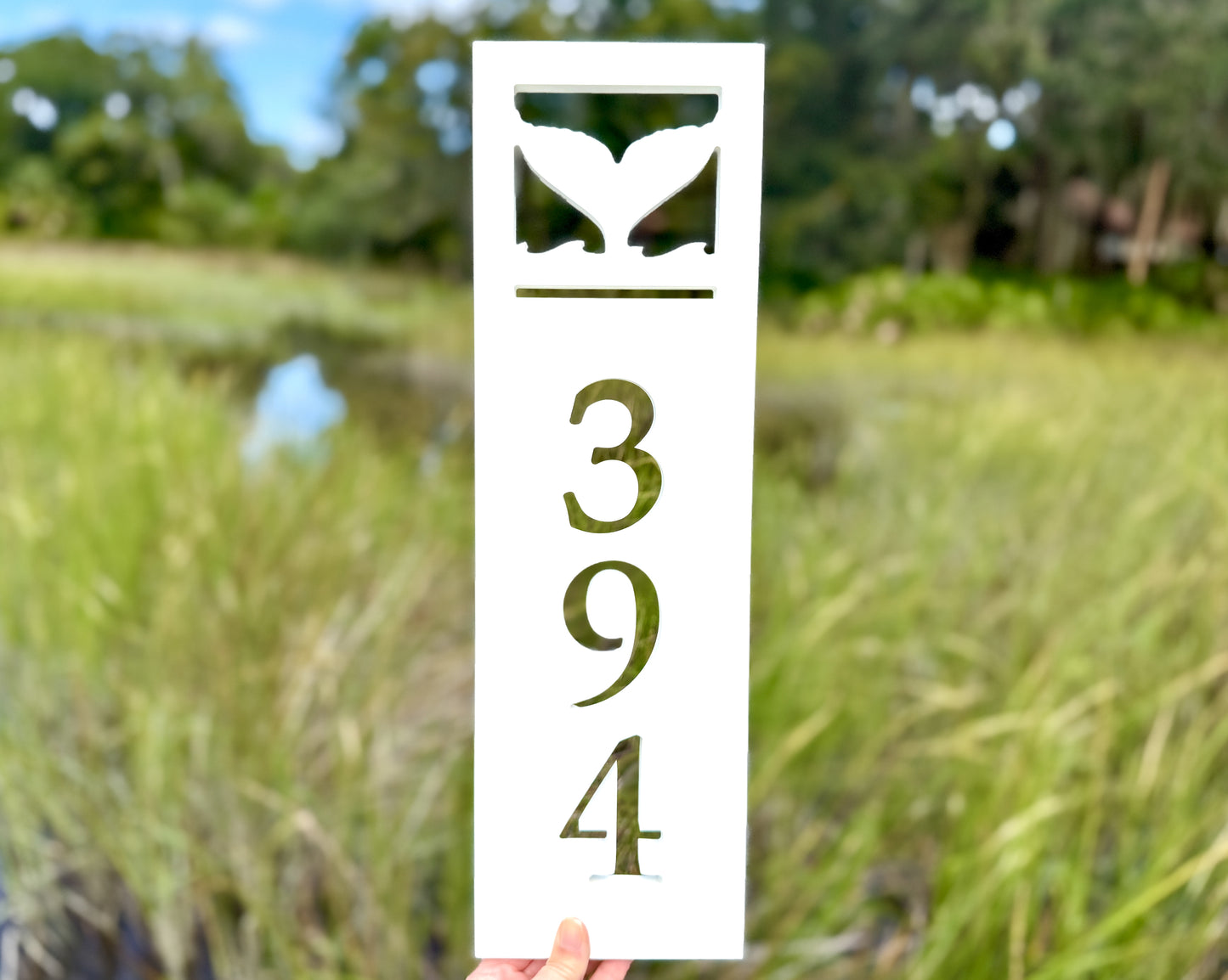 Weatherproof Whale Tail Address Sign for Beach House, House Numbers for Outdoor Coastal Home Decor