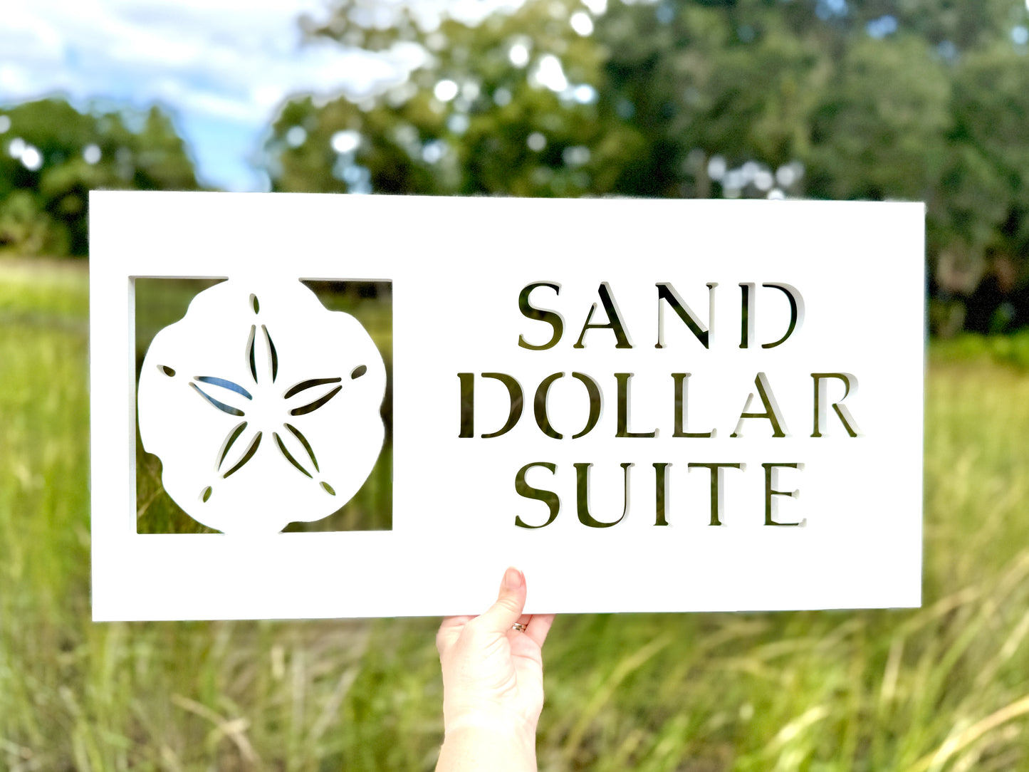 Outdoor Sand Dollar Custom House Name Sign, Weatherproof Personalized Home Name Sign for Beach House or Coastal Home, Vacation Rental Property Sign