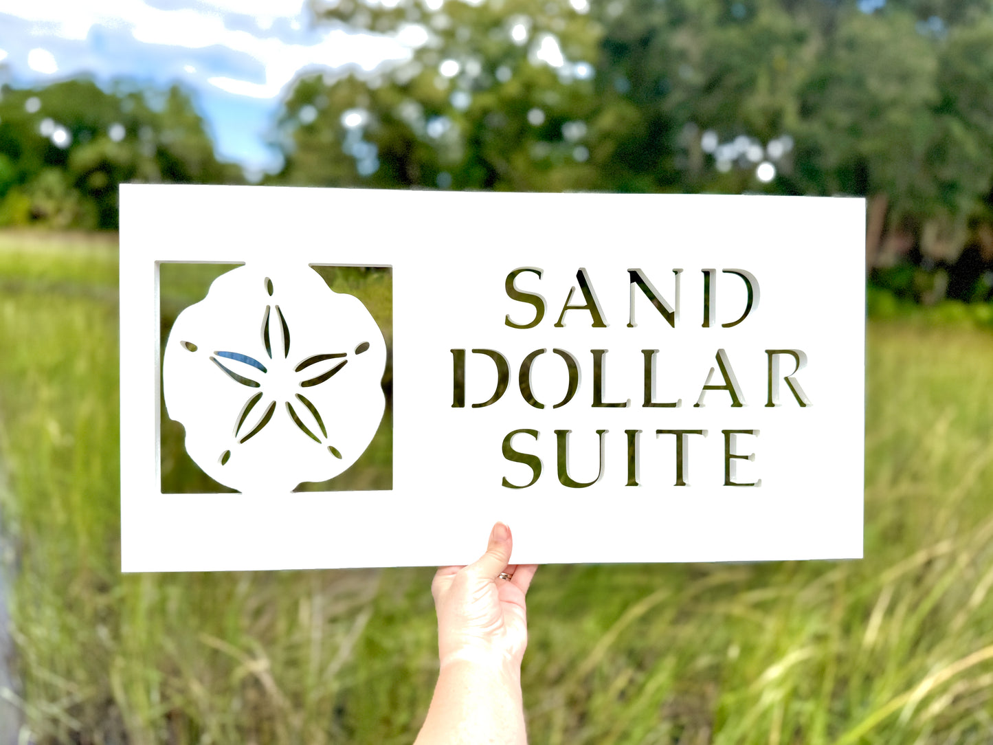 personalized sand dollar house name sign, custom beach house name sign