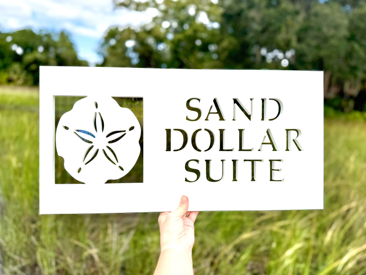 Outdoor Sand Dollar Custom House Name Sign, Weatherproof Personalized Home Name Sign for Beach House or Coastal Home, Vacation Rental Property Sign