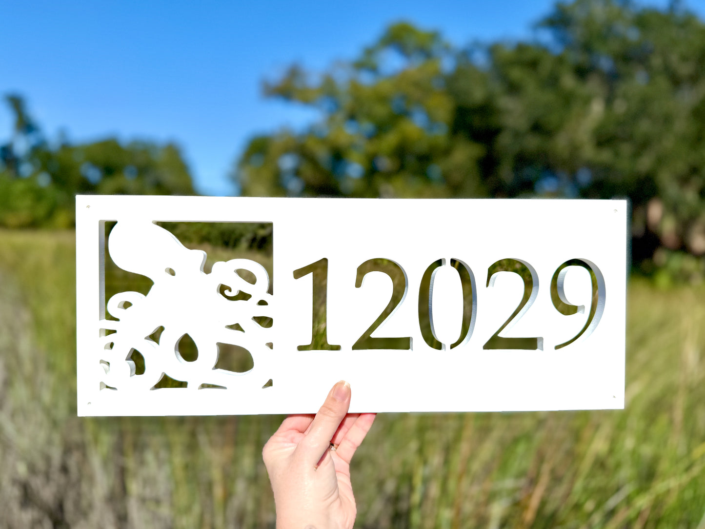 Weatherproof Octopus Address Sign for Beach House, House Numbers for Outdoor Coastal Home Decor