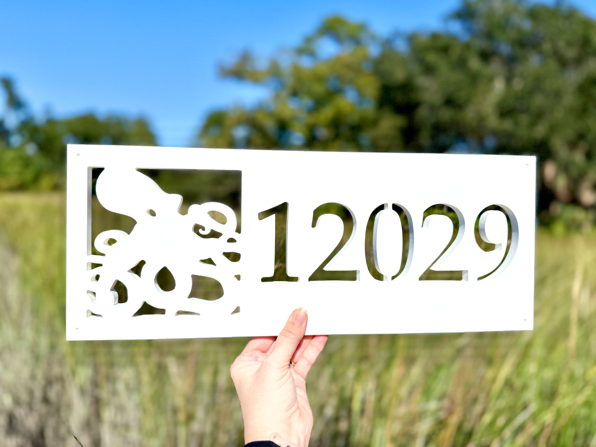 octopus beach house address sign, nautical house numbers