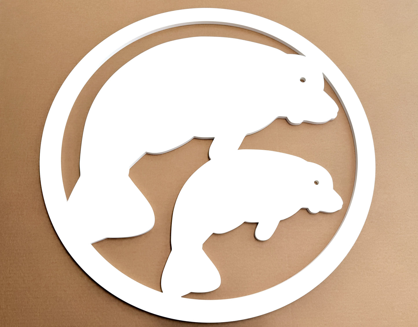 Weatherproof Manatee with Calf Wall Art Sign – Coastal Beach House Outdoor Florida River Home Décor