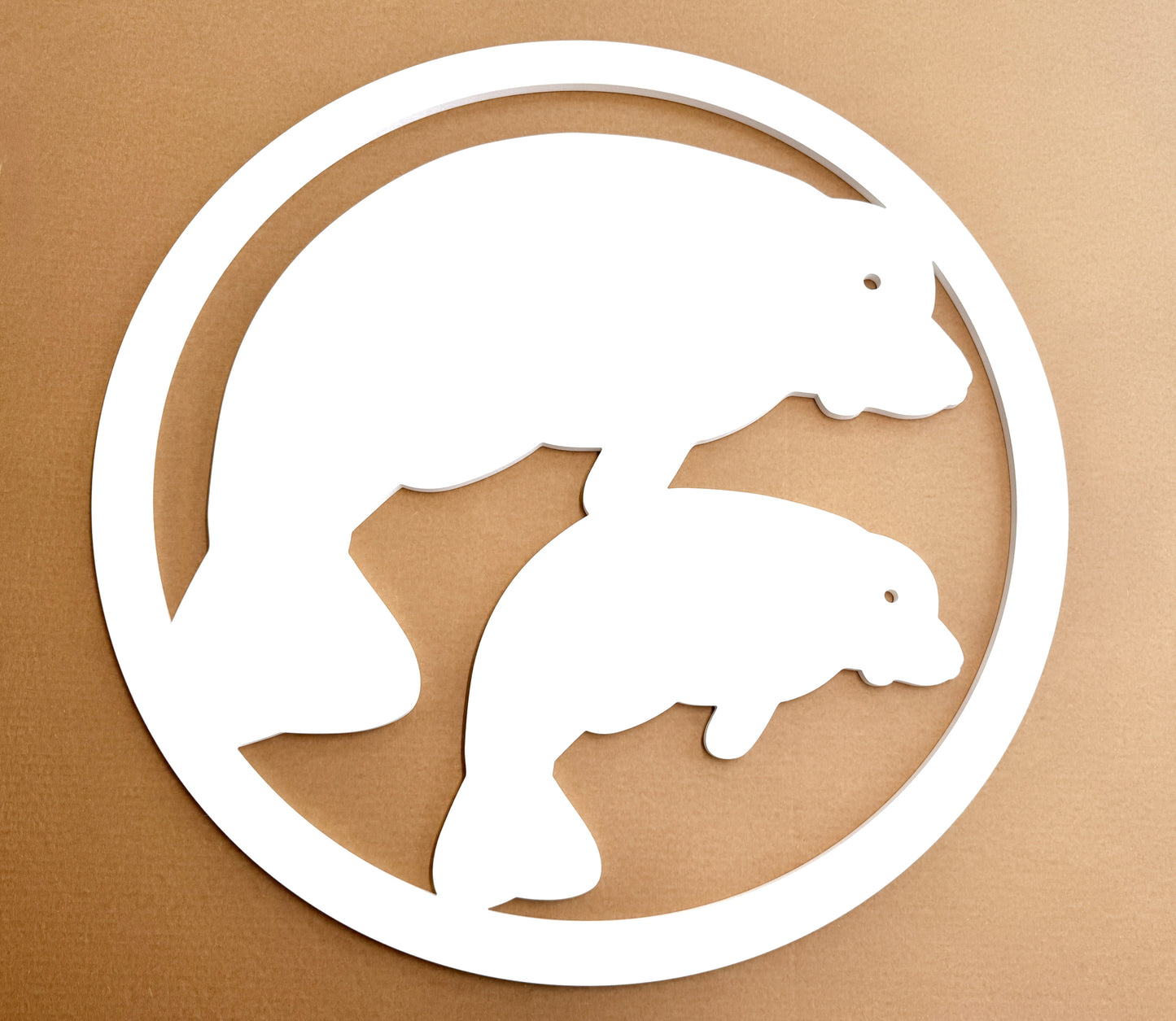 Weatherproof Manatee with Calf Wall Art Sign – Coastal Beach House Outdoor Florida River Home Décor