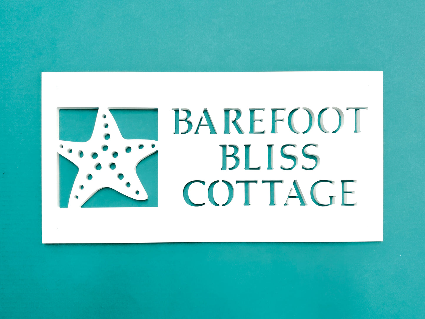 Custom Weatherproof Starfish Outdoor House Name Sign, Personalized Home Name Sign for Beach House or Coastal Home, Vacation Rental Property Sign