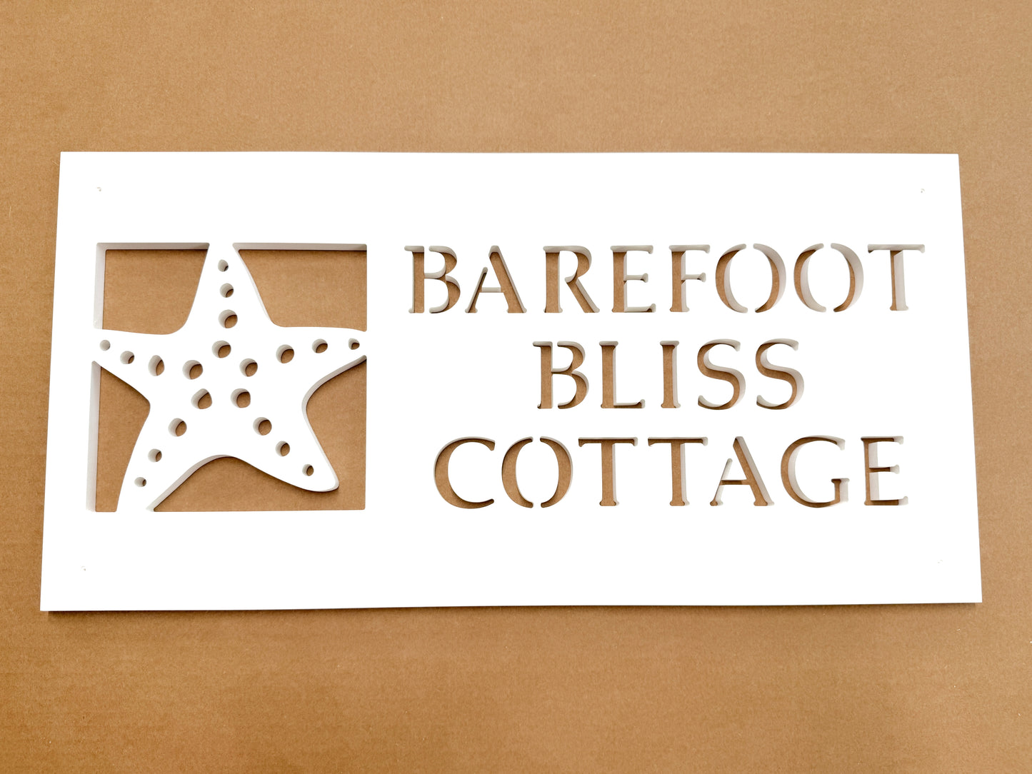 Custom Weatherproof Starfish Outdoor House Name Sign, Personalized Home Name Sign for Beach House or Coastal Home, Vacation Rental Property Sign