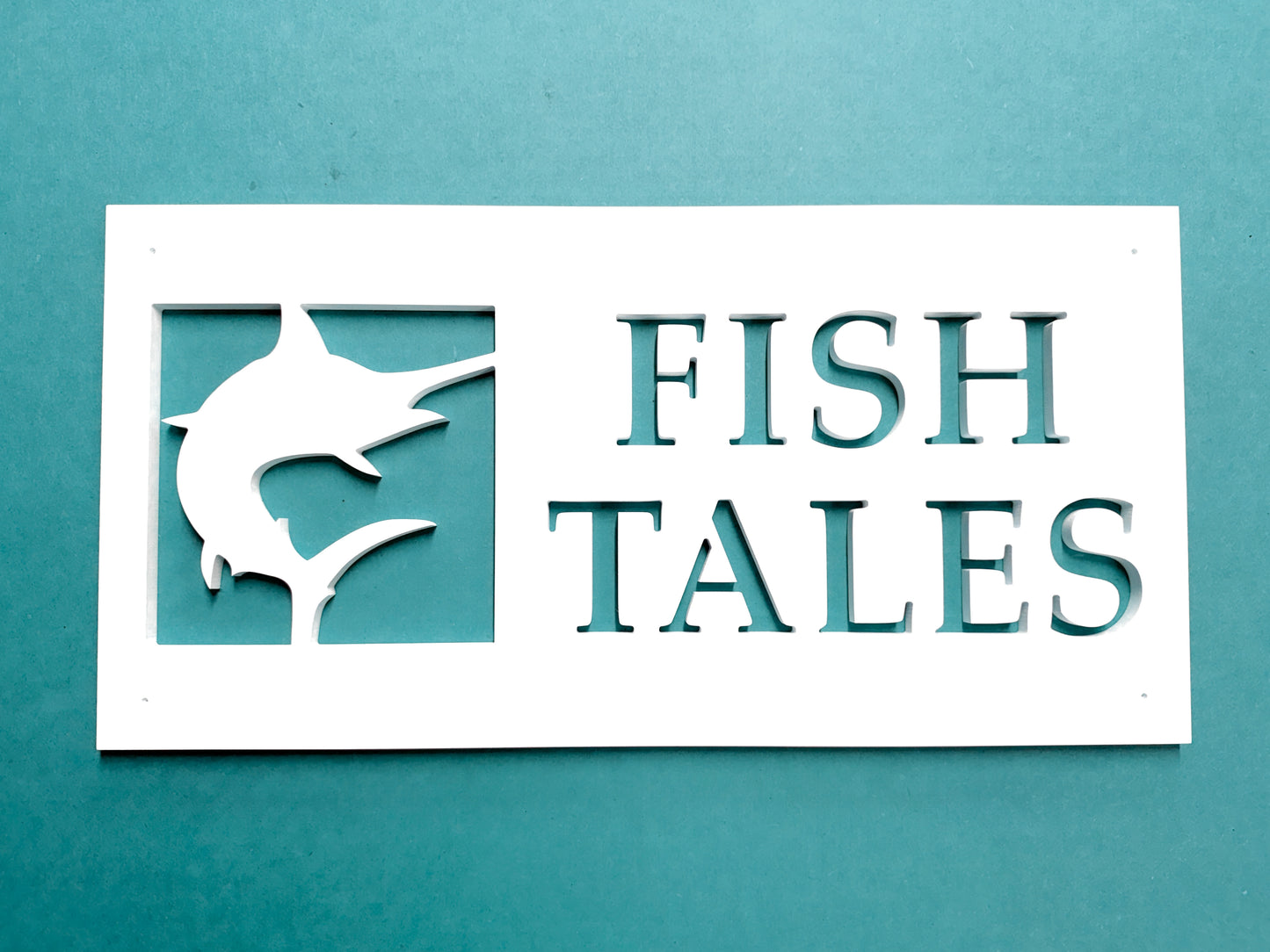 custom house name sign with marlin fish design, outdoor weatherproof beach house name sign.
