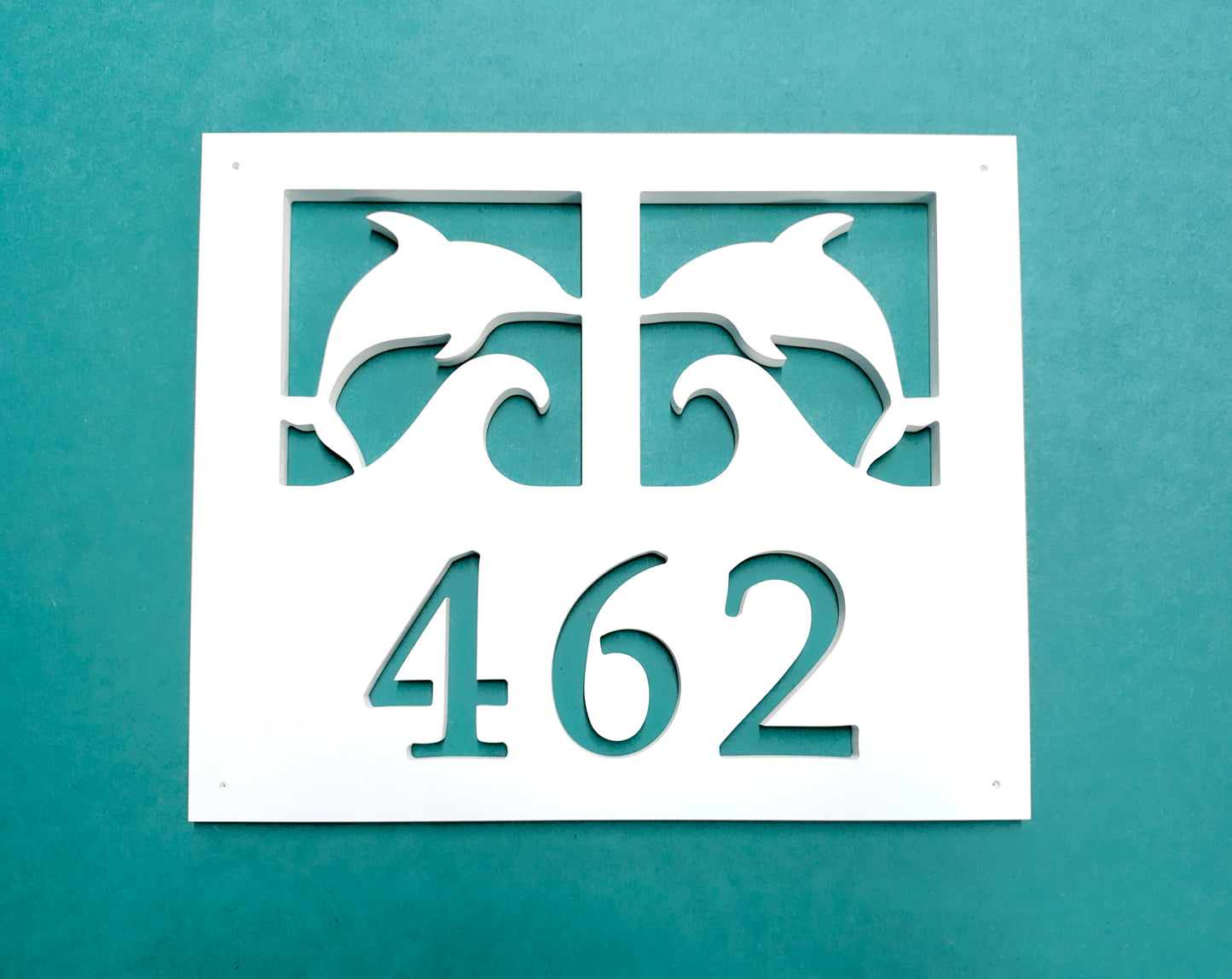 square dolphin house number plaque, coastal beach house address sign