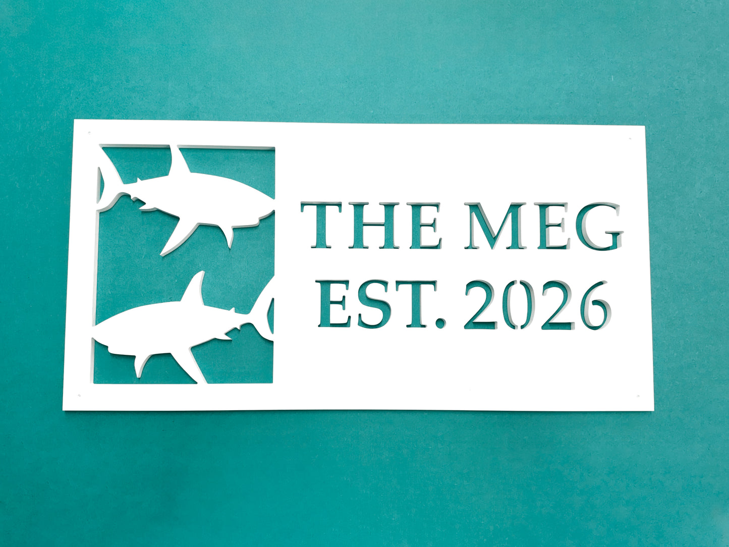 custom shark house name sign, outdoor beach house name sign with sharks