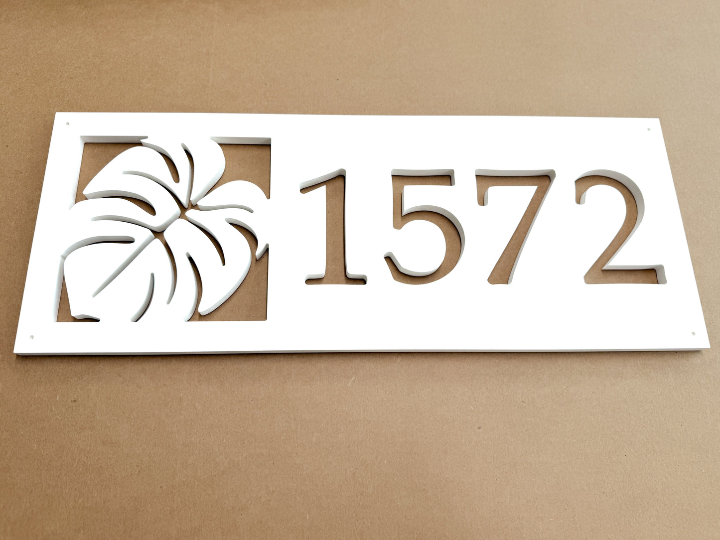Custom Monstera Leaf Address Sign – Weatherproof Tropical House Number Plaque - Outdoor Coastal Botanical Home Decor