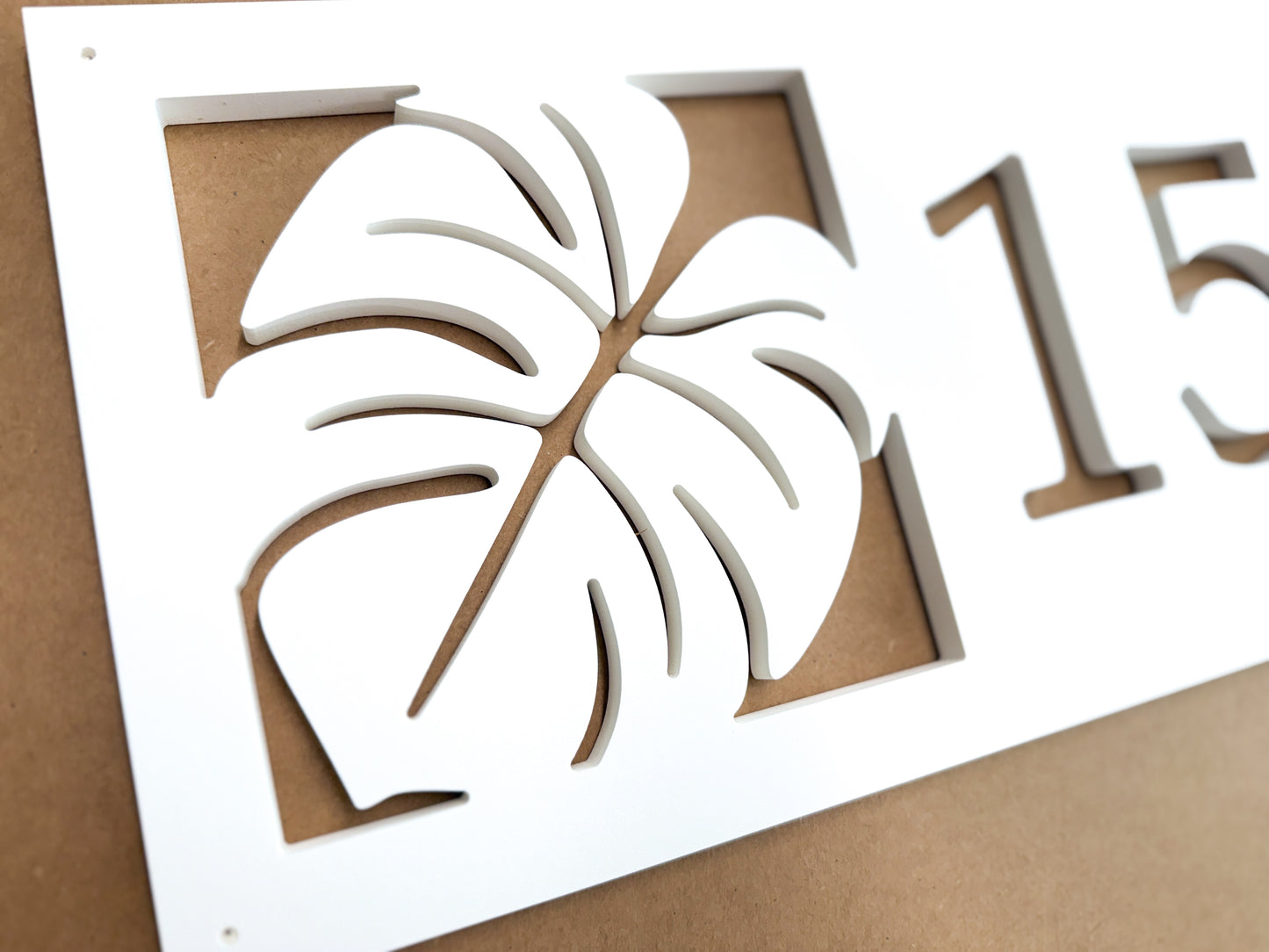 Custom Monstera Leaf Address Sign – Weatherproof Tropical House Number Plaque - Outdoor Coastal Botanical Home Decor