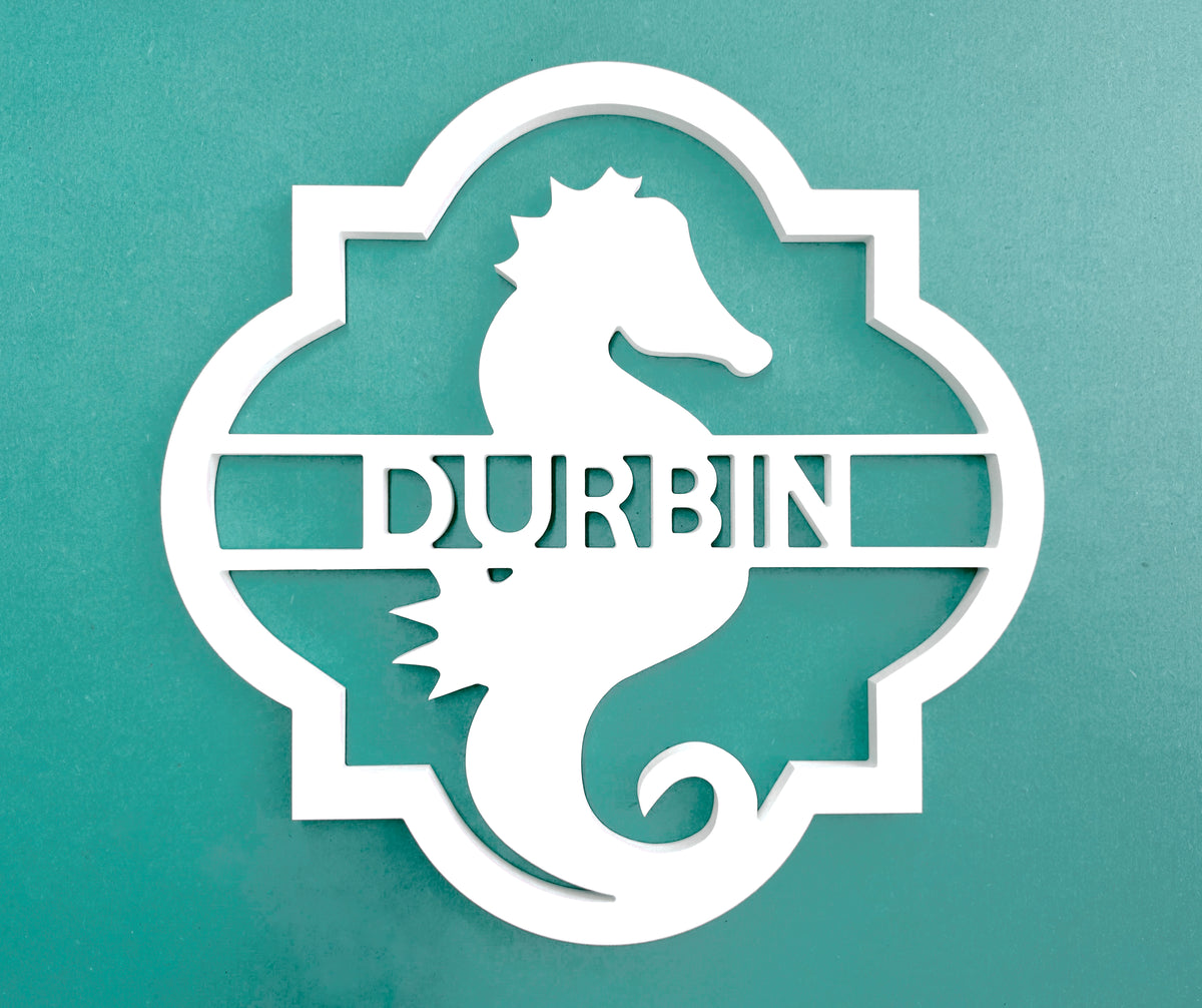custom seahorse door hanger sign for nautical coastal home decor