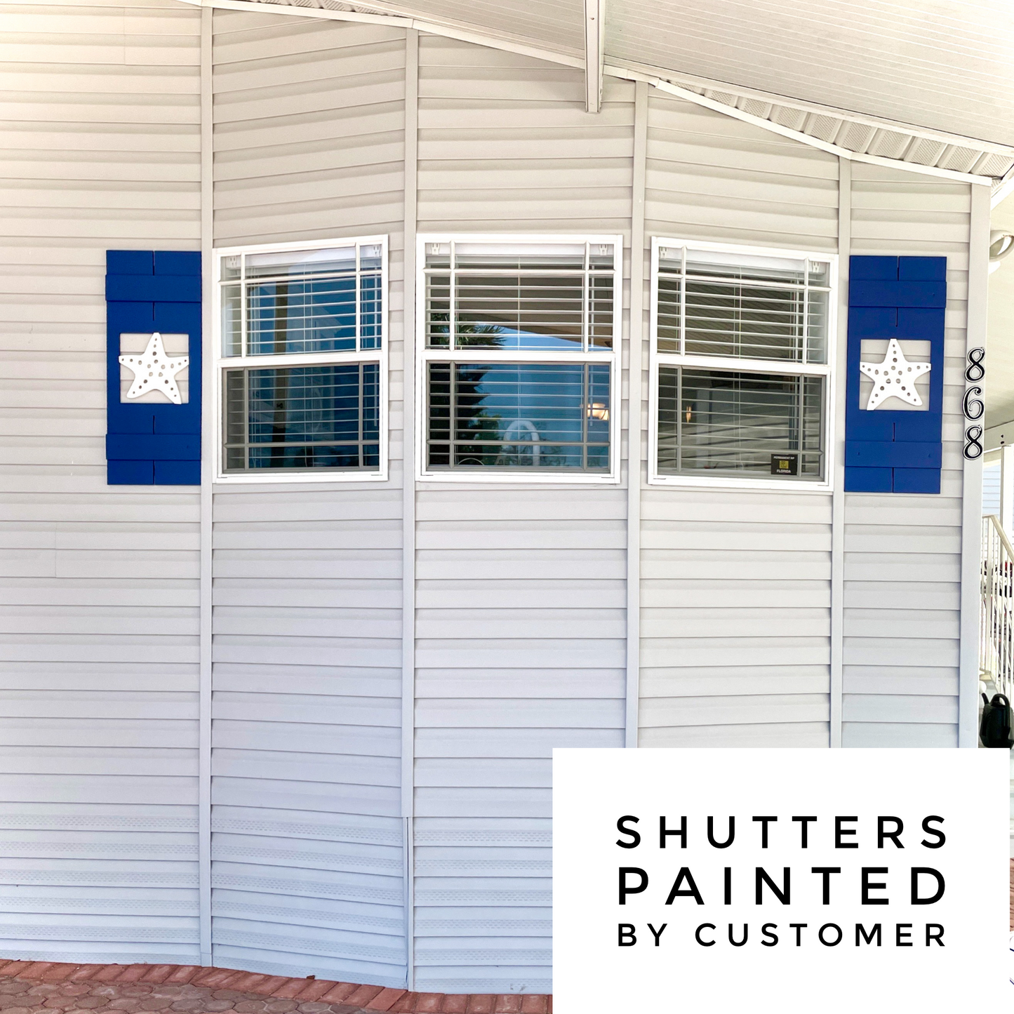 Weatherproof Starfish Window Shutters for Outdoor Beach House or Coastal Home Decor (Standard Shutter Size)