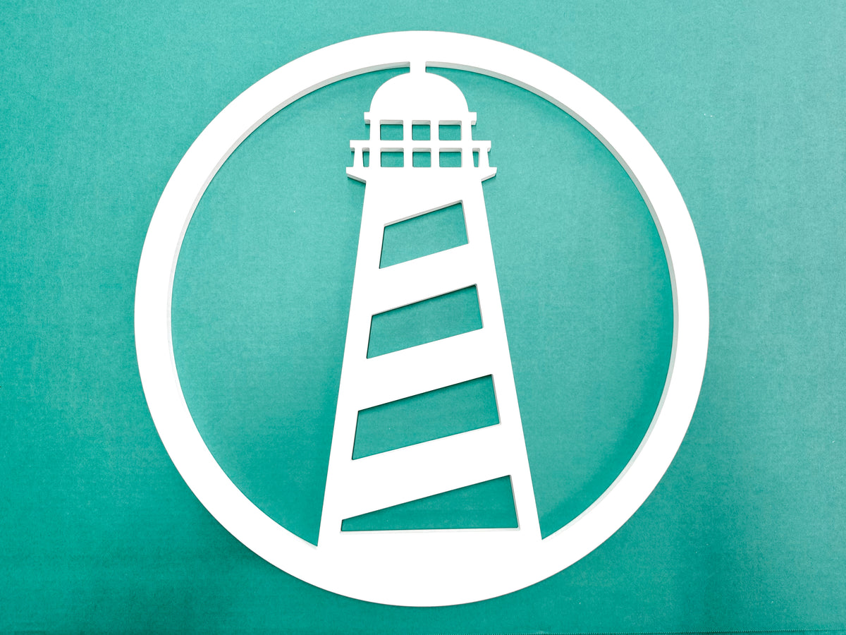 nautical lighthouse wall art sign, weatherproof PVC outdoor coastal beach house decor