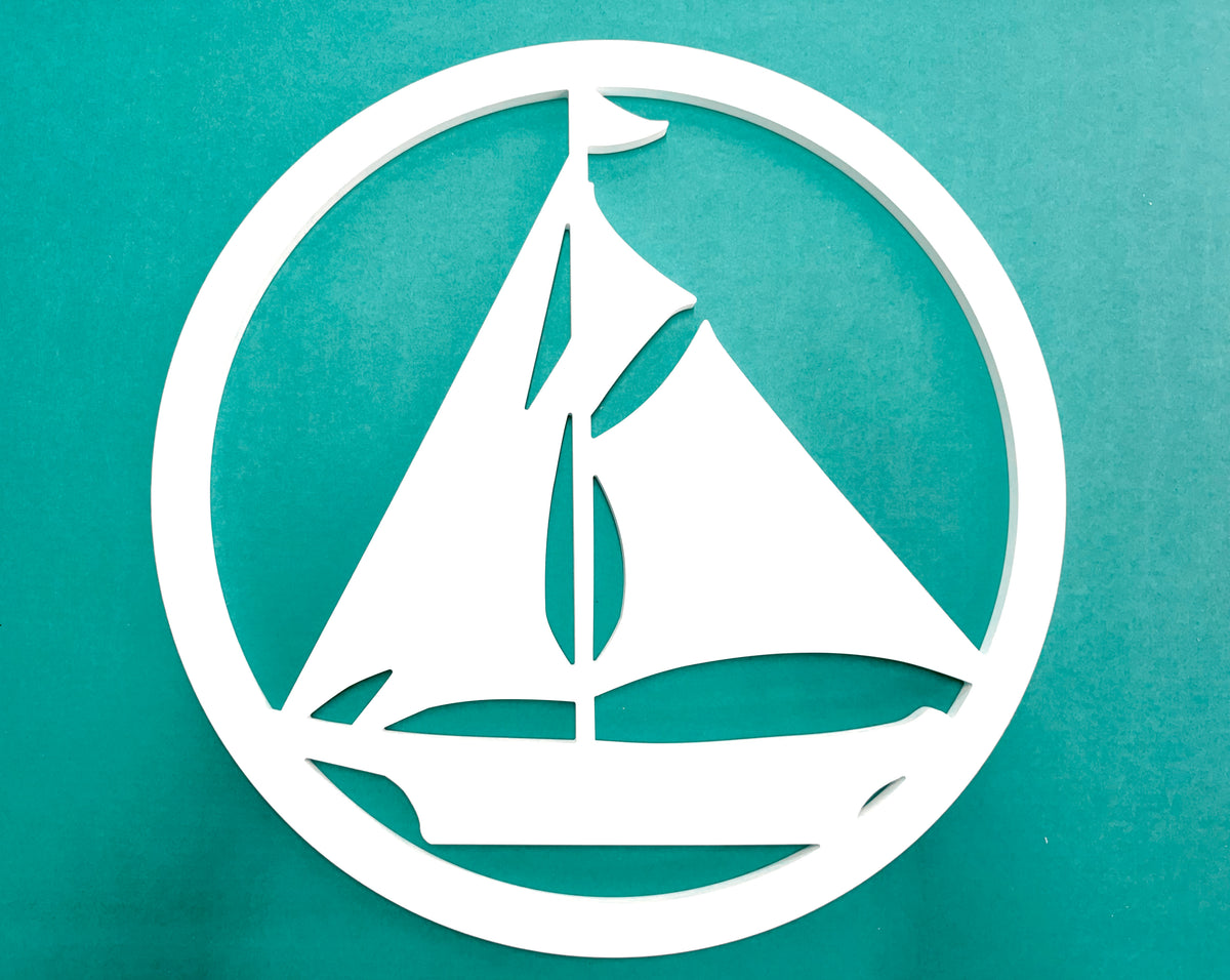 outdoor sailboat wall art sign, weatherproof nautical exterior home decor for coastal beach house