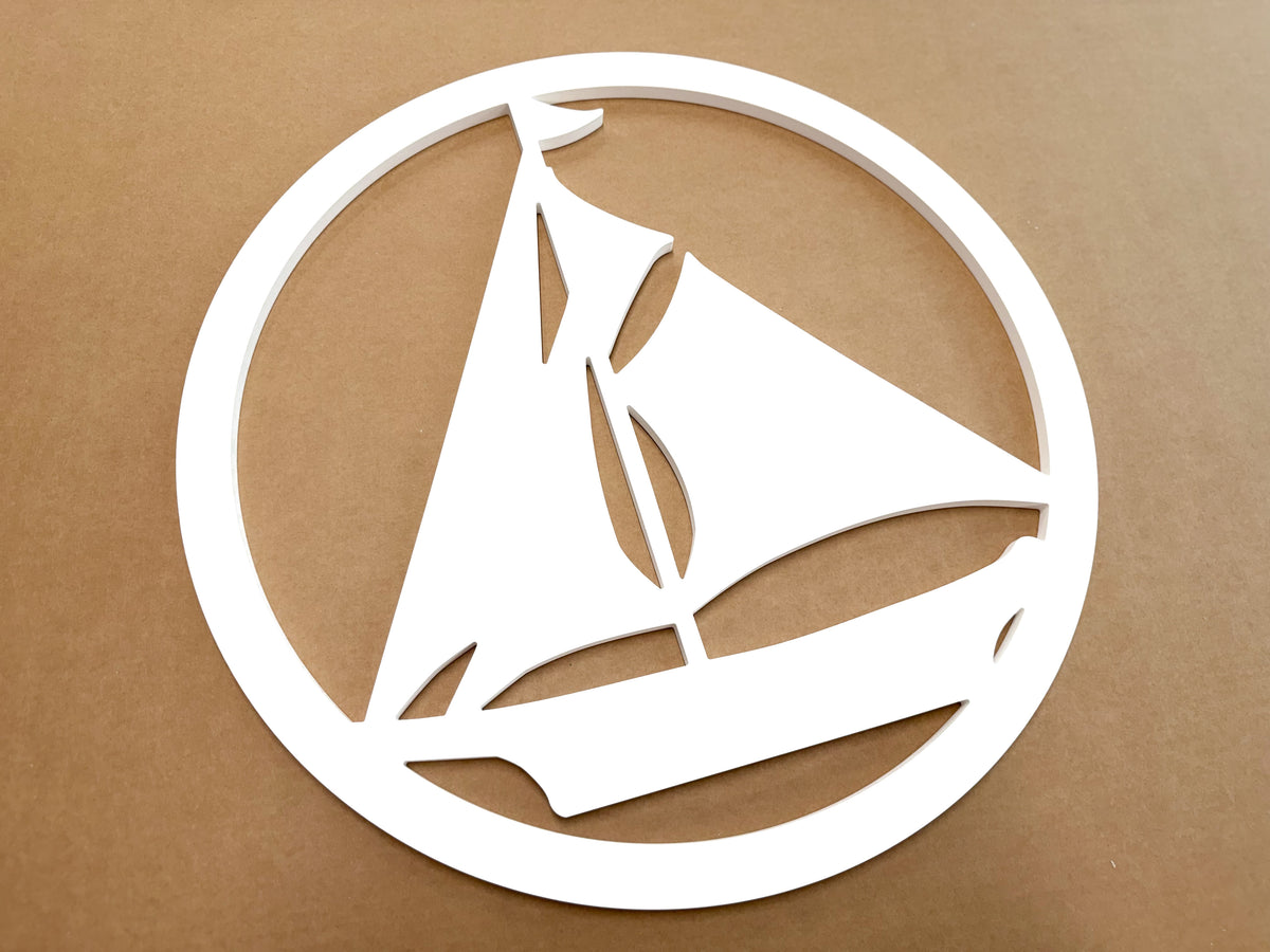 outdoor sailboat wall art sign, weatherproof nautical exterior home decor for coastal beach house