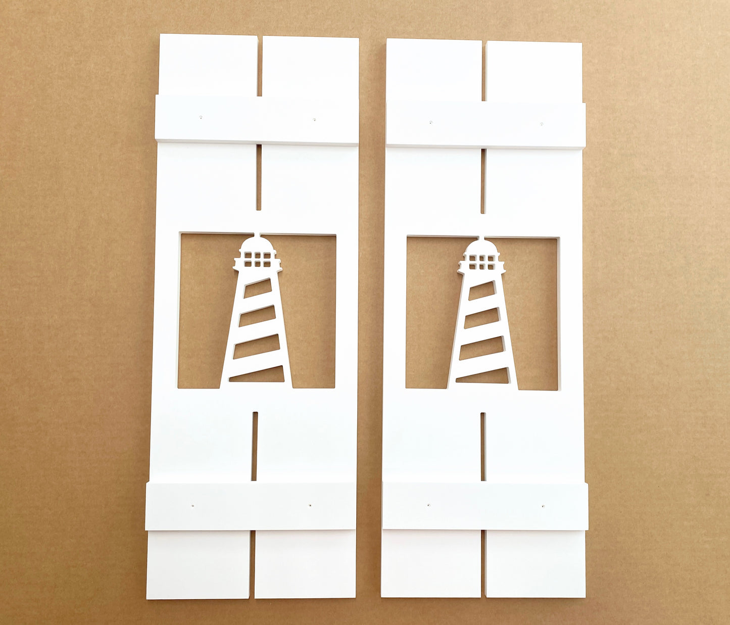 Weatherproof Lighthouse Window Shutters for Outdoor Beach House or Coastal Home Decor (Standard Shutter Size)