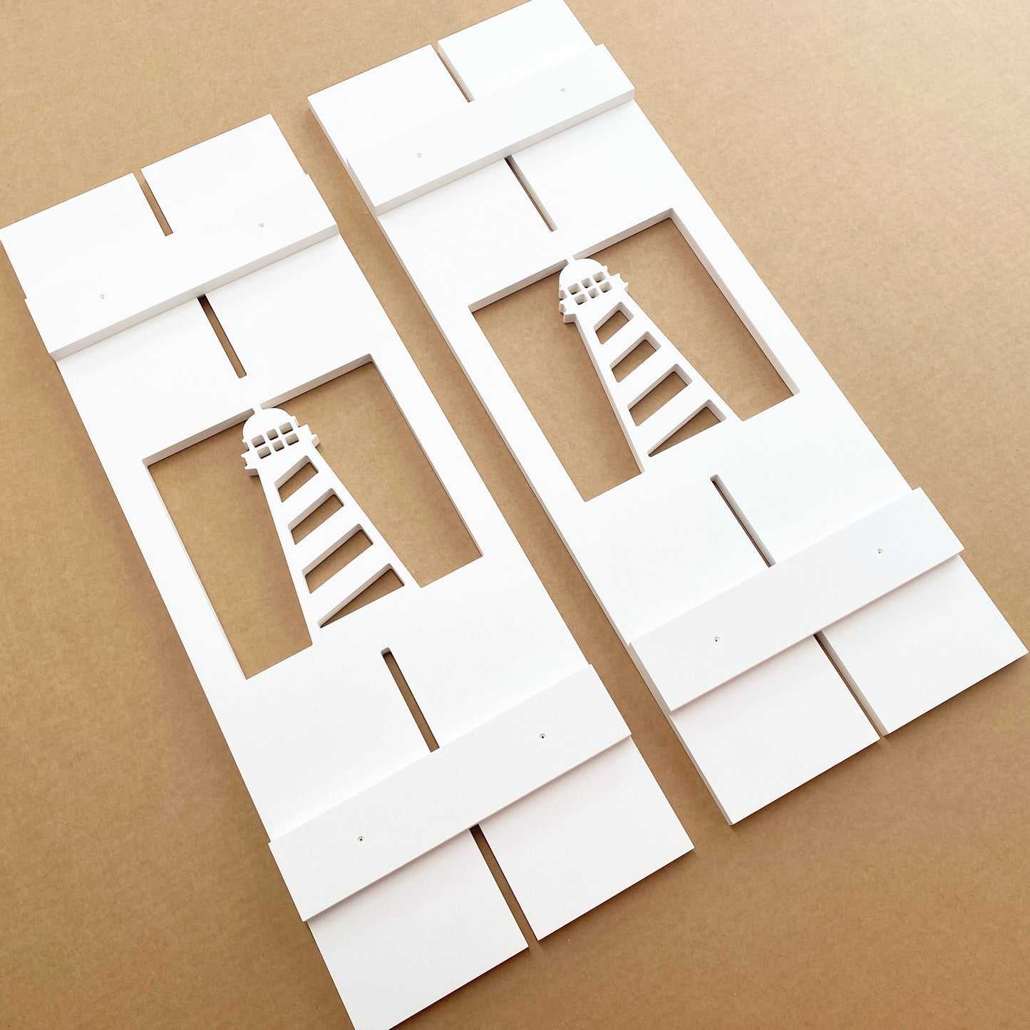 Weatherproof Lighthouse Window Shutters for Outdoor Beach House or Coastal Home Decor (Standard Shutter Size)