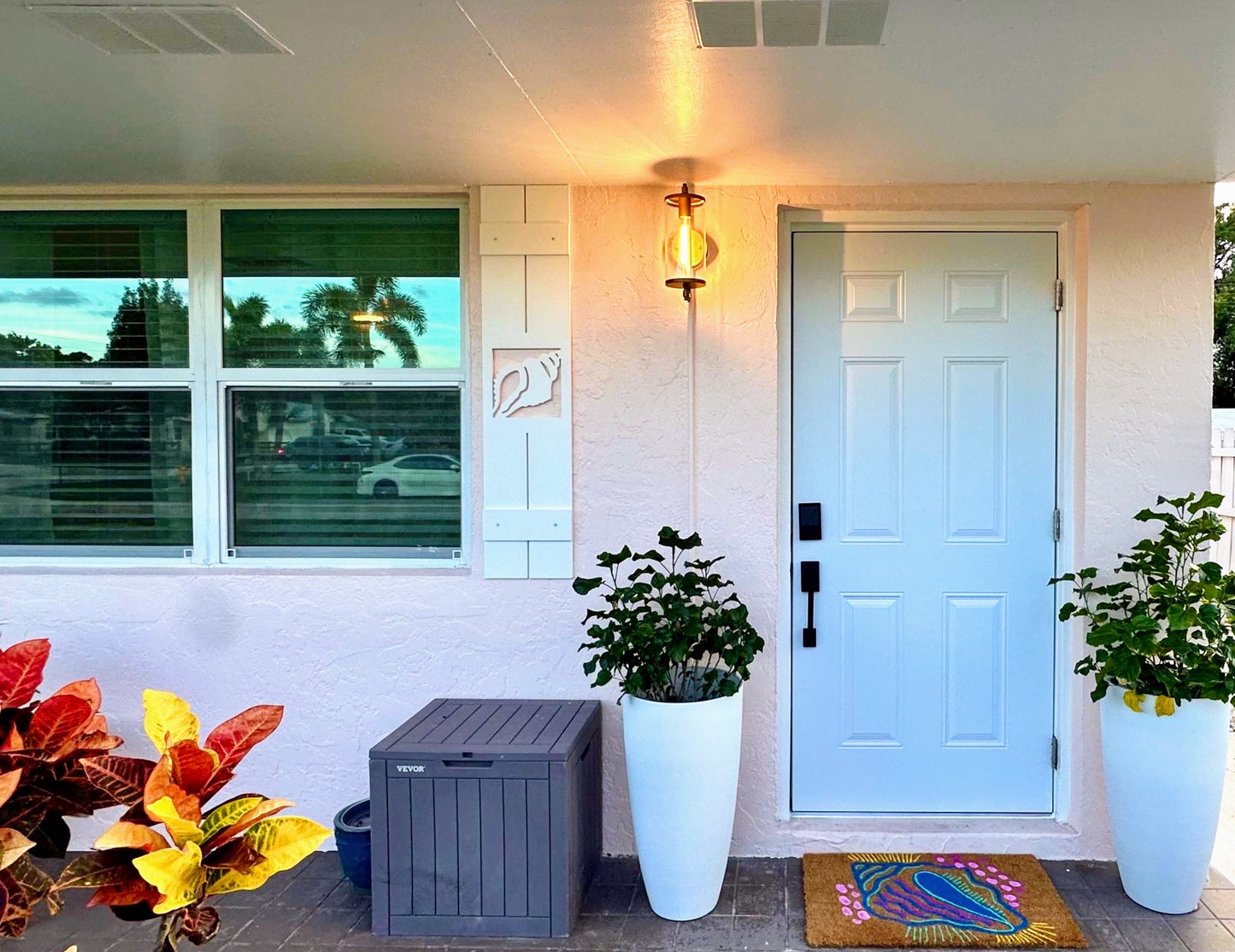 Weatherproof Conch Shell Window Shutters for Outdoor Beach House or Coastal Home Decor (Standard Shutter Size)