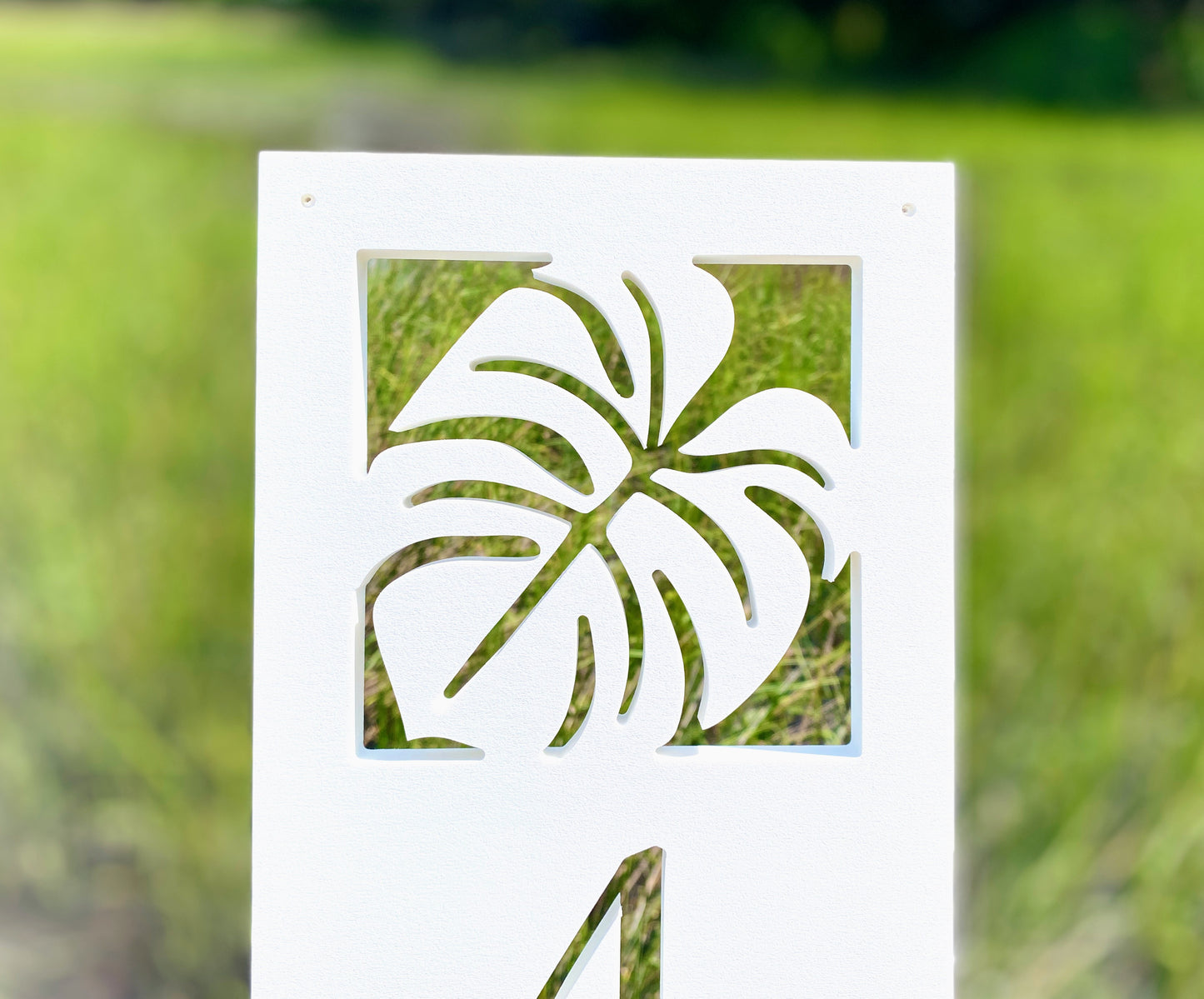Custom Monstera Leaf Address Sign – Weatherproof Tropical House Number Plaque - Outdoor Coastal Botanical Home Decor