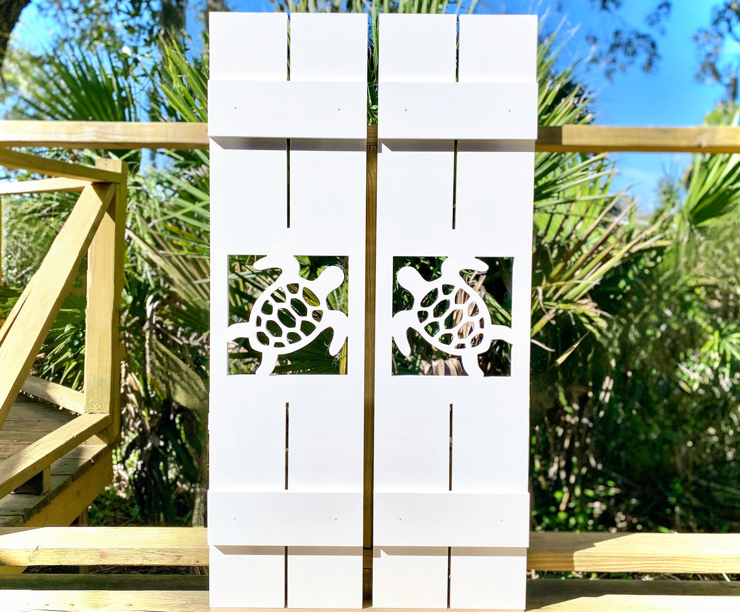 Weatherproof Sea Turtle Window Shutters for Outdoor Beach House or Coastal Home Decor (Tall Shutter Size)