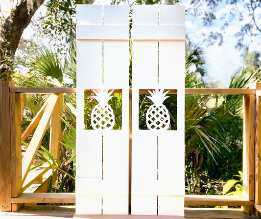 Weatherproof Tropical Pineapple Window Shutters for Outdoor Beach House or Coastal Home Decor (Tall Shutter Size)