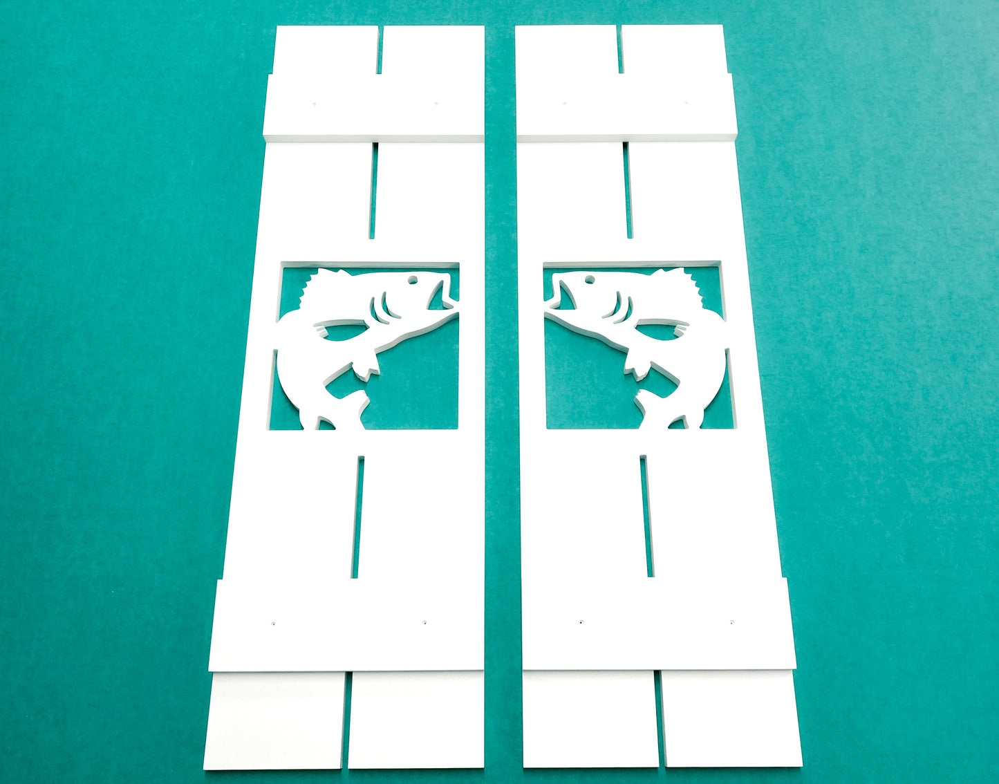 Largemouth Bass Fish Window Shutters, Exterior Weatherproof PVC Shutters for Lake House River Home Mountain Cabin