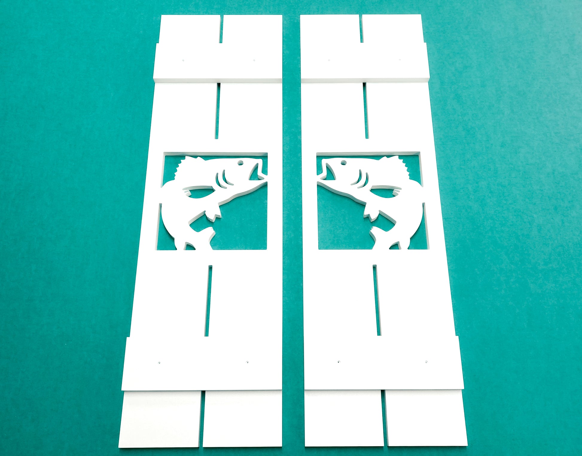 Largemouth Bass Fish Window Shutters, Exterior Weatherproof PVC Shutters for Lake House River Home Mountain Cabin