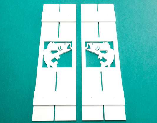 Largemouth Bass Fish Window Shutters, Exterior Weatherproof PVC Shutters for Lake House River Home Mountain Cabin