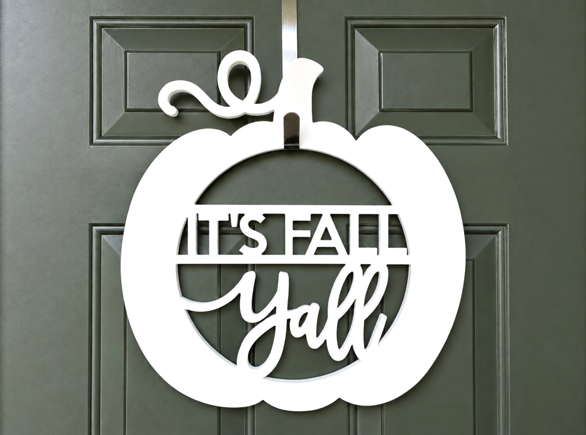 It's Fall Y'all Pumpkin Door Hanger - Weatherproof Autumn Porch Decor
