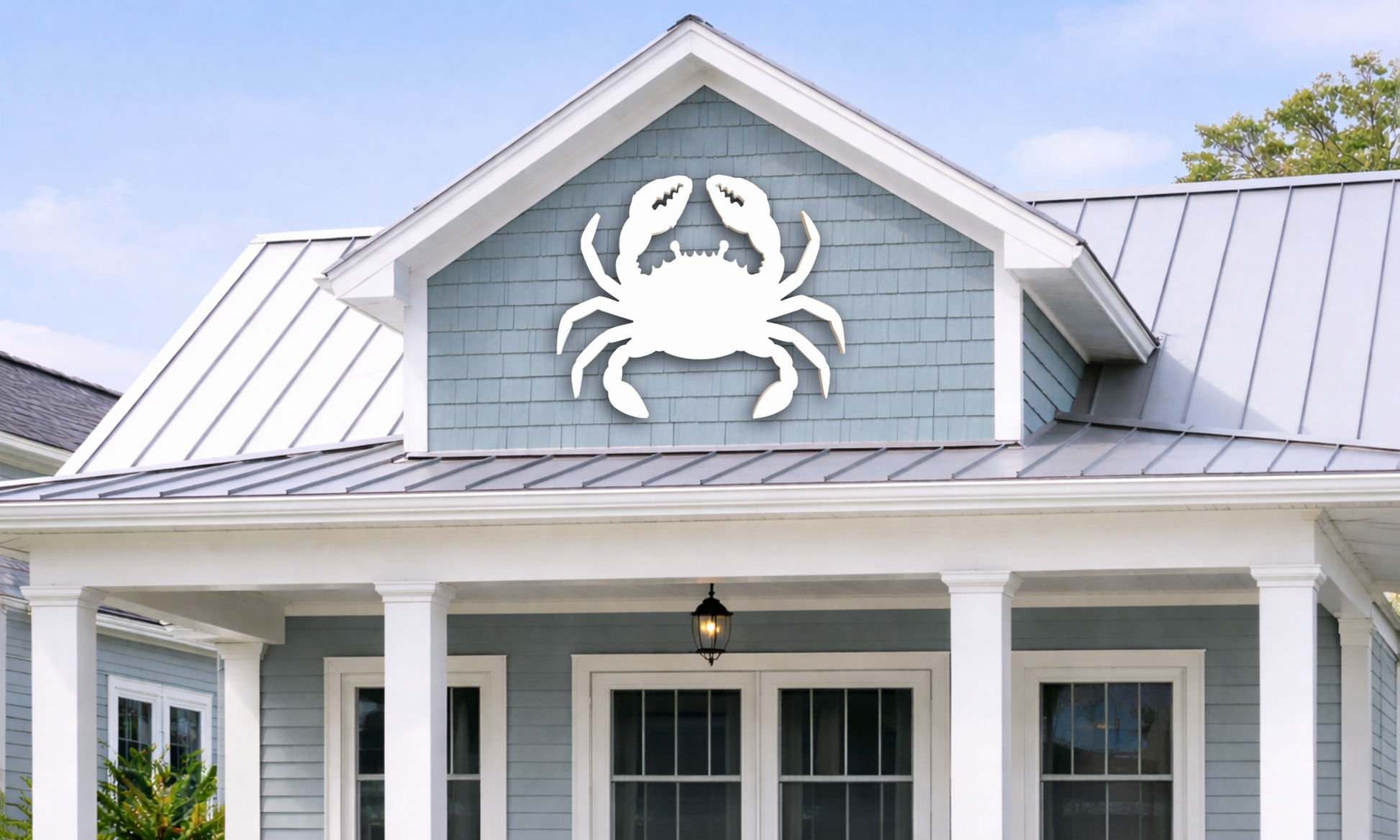 weatherproof crab wall art sign for nautical home decor, outdoor coastal beach house crab