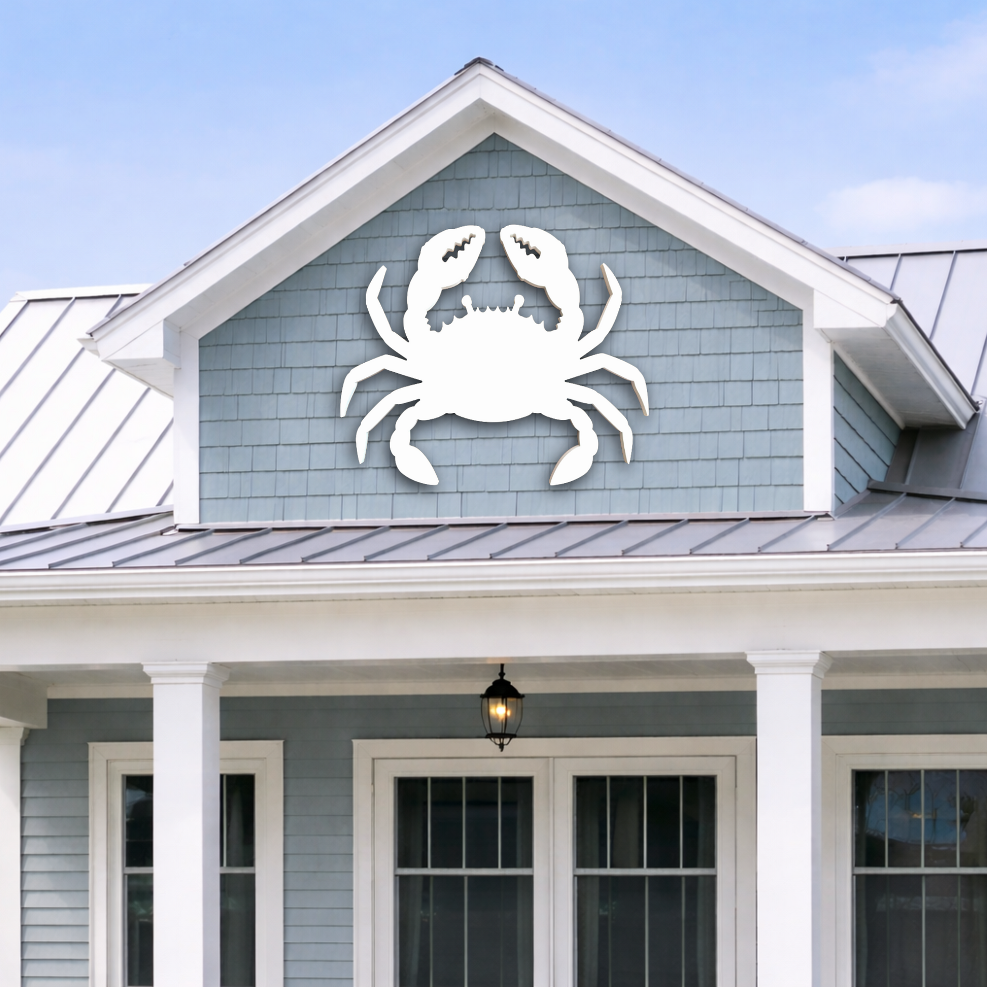 outdoor crab wall art, weatherproof crab sign for coastal beach house