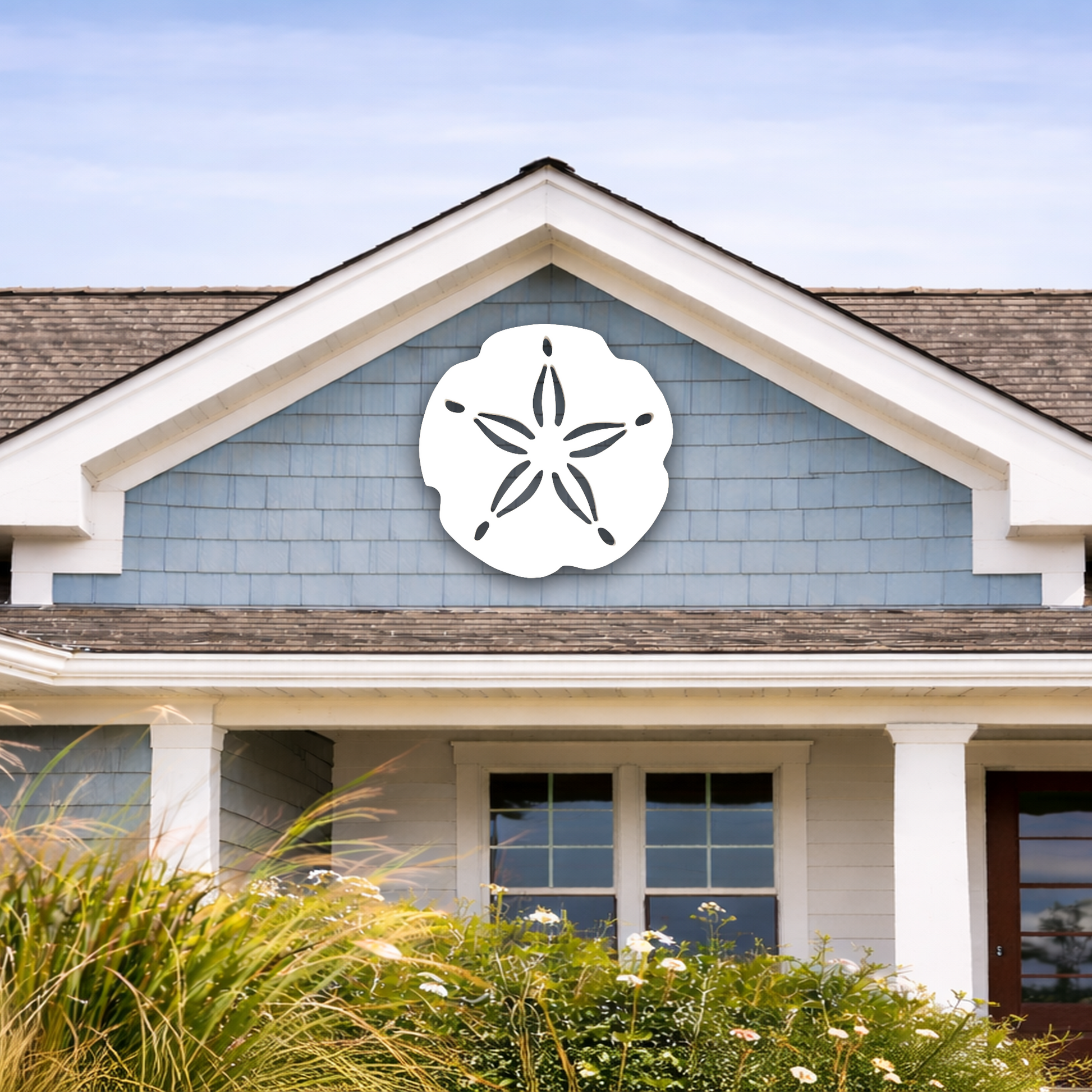 outdoor sand dollar wall art sign for coastal beach house decor