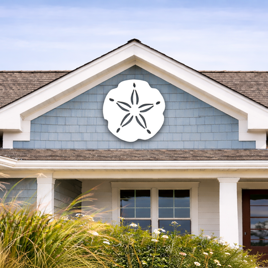 outdoor sand dollar wall art sign for coastal beach house decor