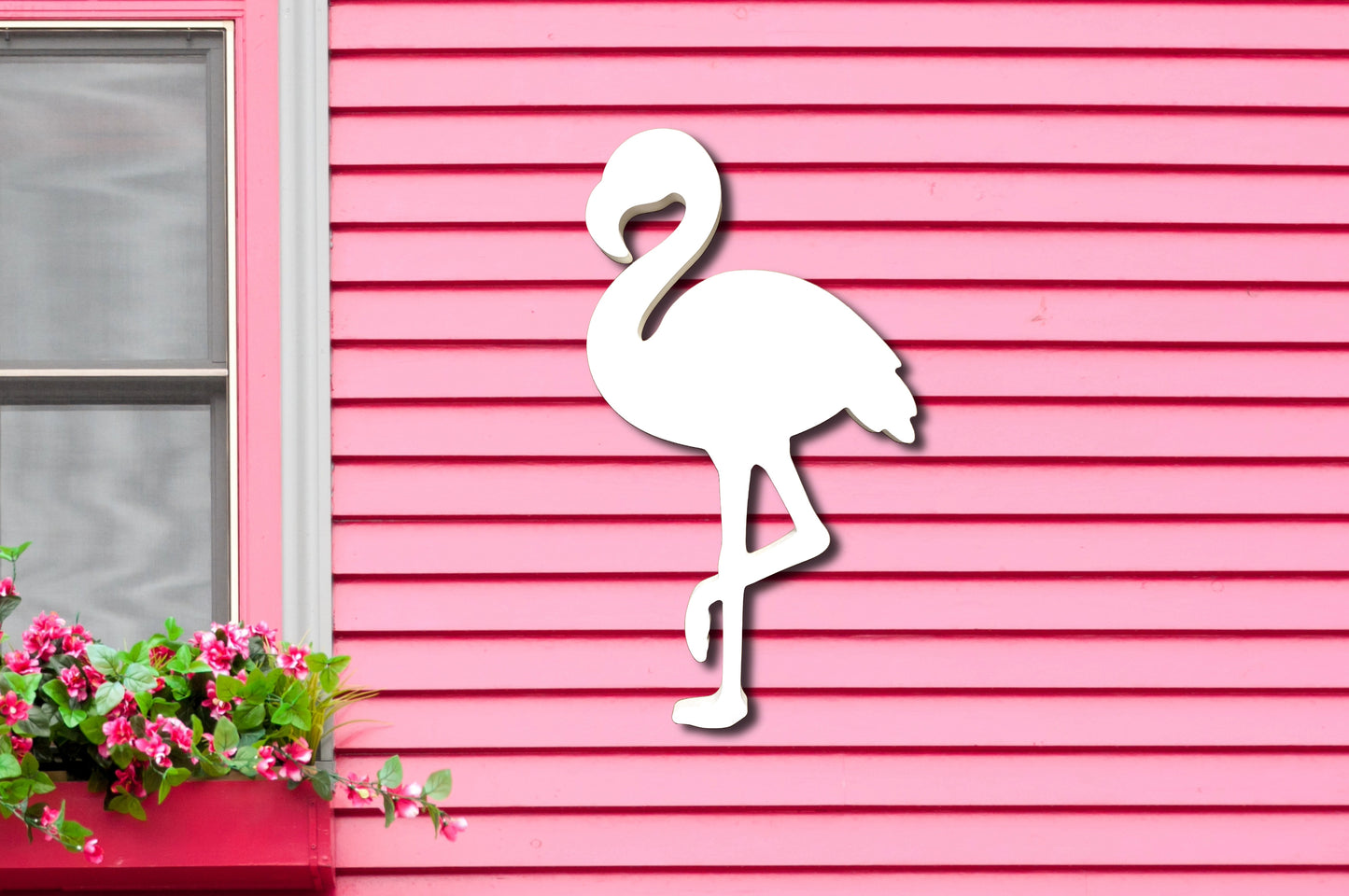 Weatherproof Flamingo Bird Wall Art Sign – Coastal Beach House Outdoor Tropical Décor