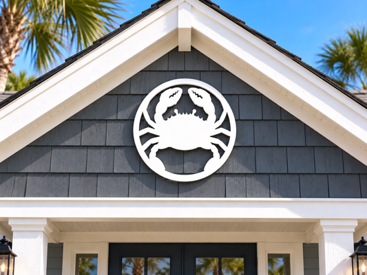 outdoor crab sign made from weatherproof PVC, coastal nautical beach house decor