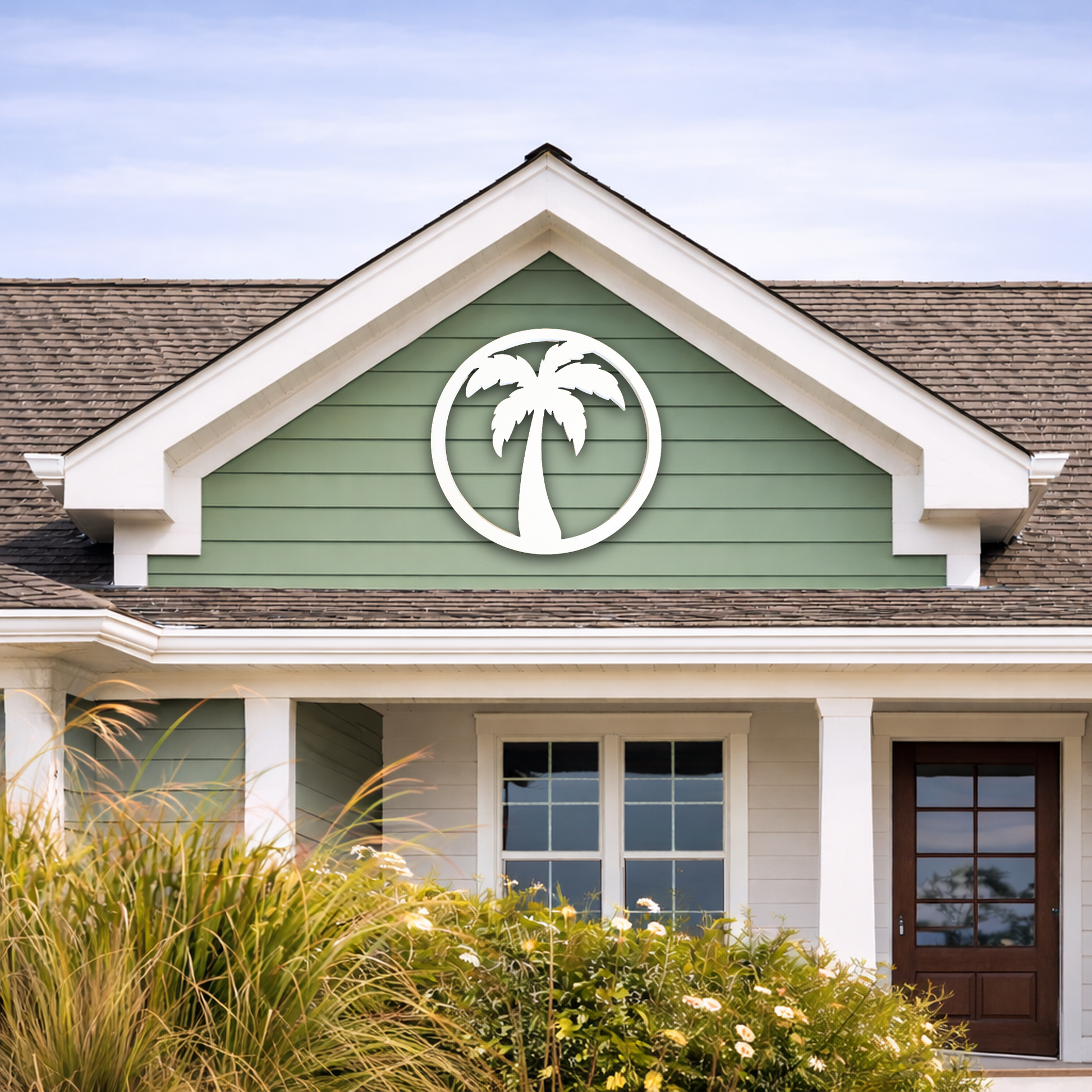outdoor palm tree wall art sign, weatherproof coastal beach house tropical palm tree wall art