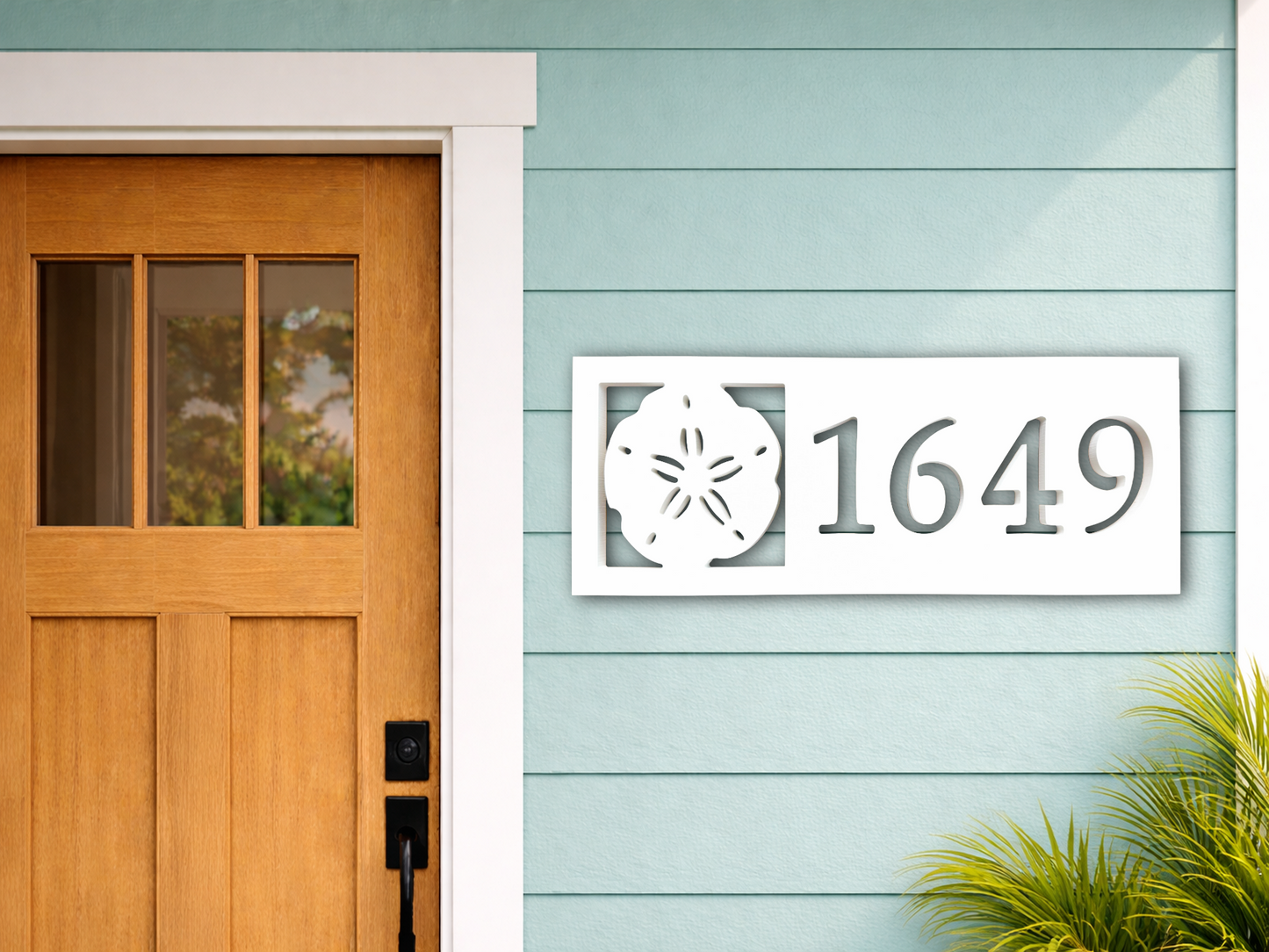 sand dollar beach house address sign, outdoor weatherproof coastal decor