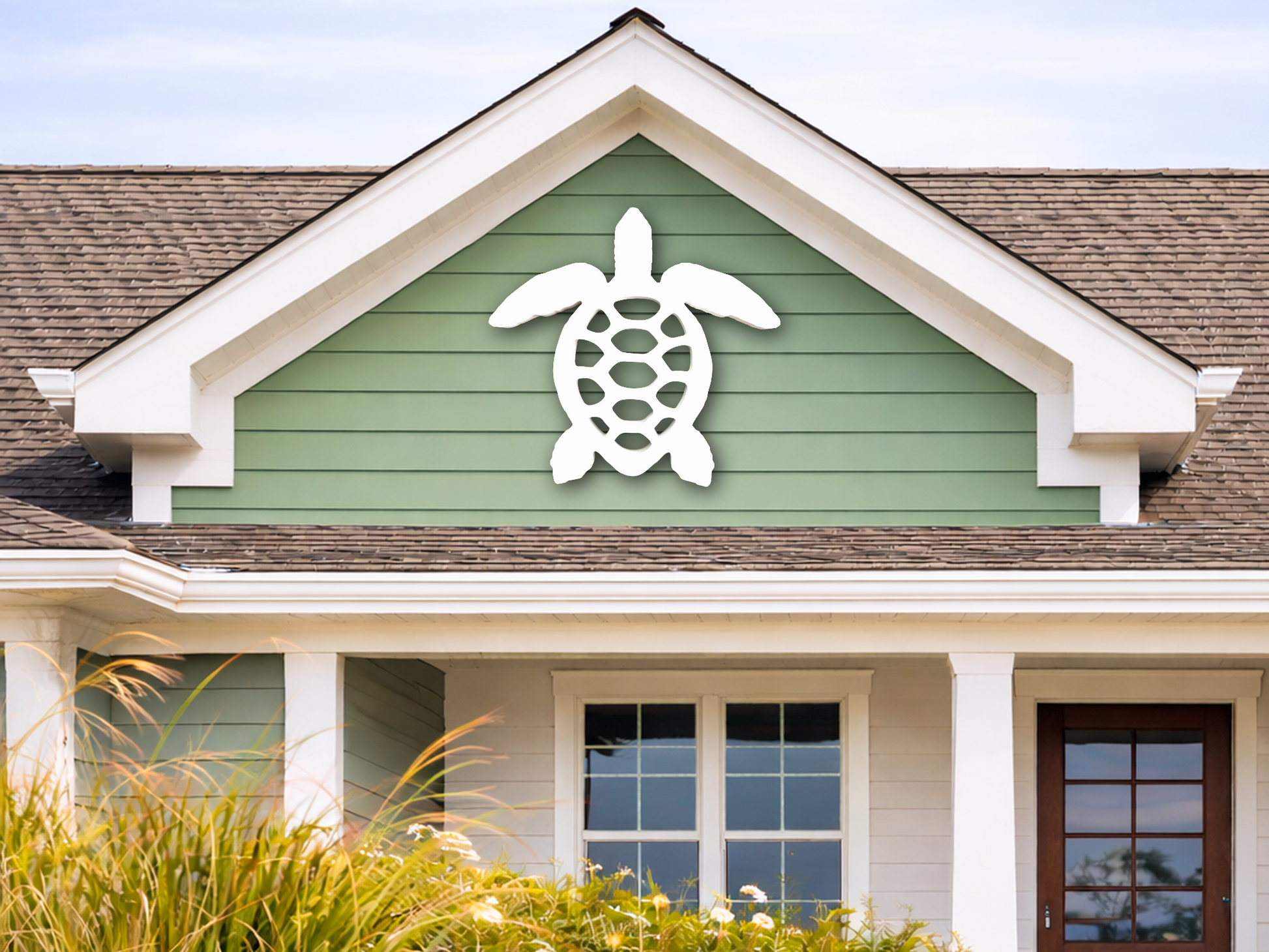 large outdoor sea turtle wall art sign, coastal beach house decor