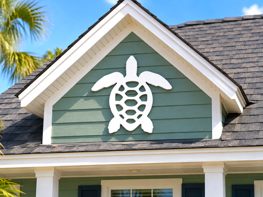 outdoor sea turtle wall art sign made from weatherproof PVC, coastal nautical beach house decor