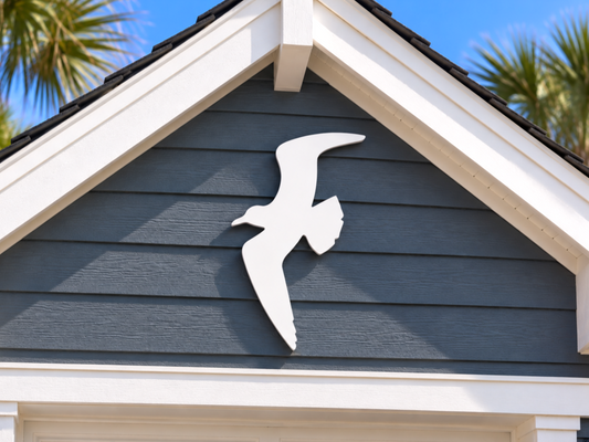 outdoor seagull sign made from weatherproof PVC, coastal nautical beach house decor