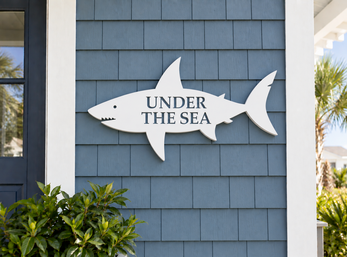 custom weatherproof shark house name sign