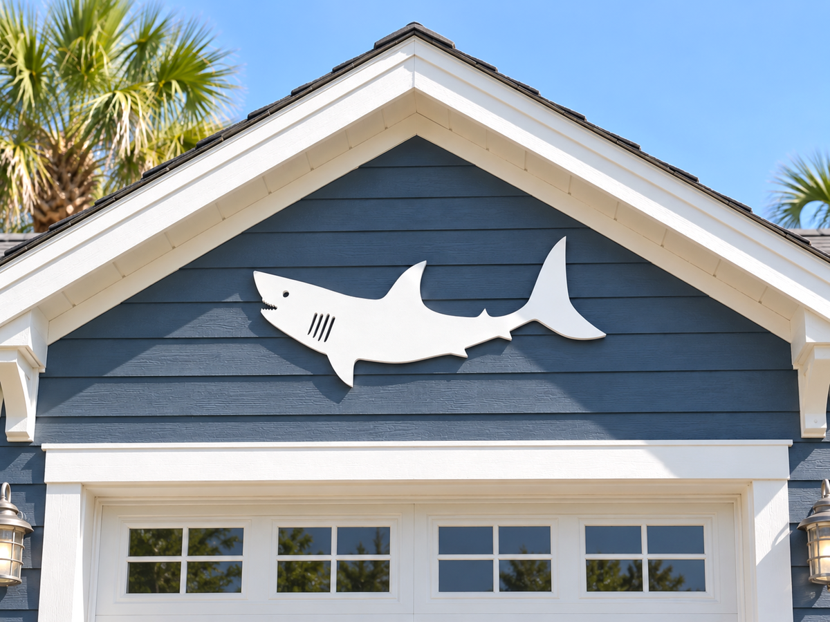 outdoor shark sign made from weatherproof PVC