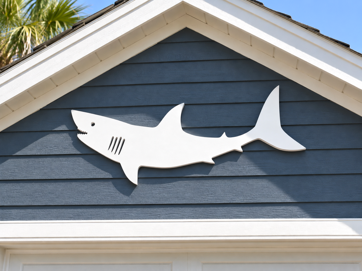 outdoor shark sign made from weatherproof PVC