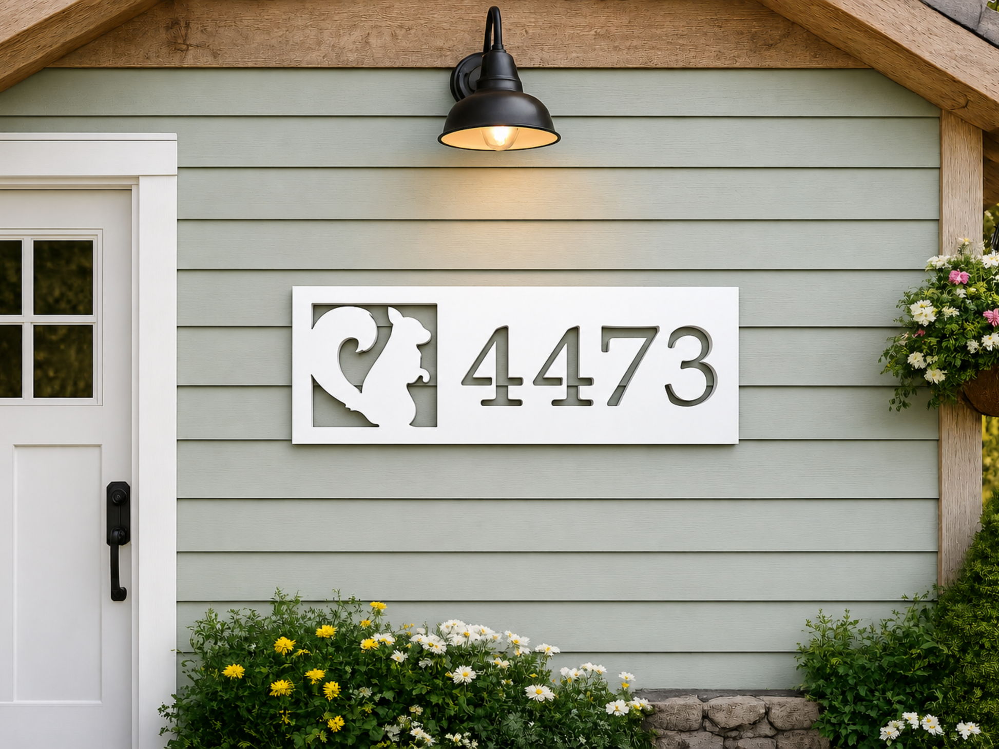 squirrel address sign, custom weatherproof woodland animal squirrel house number plaque, lake house, river house, cabin exterior decor