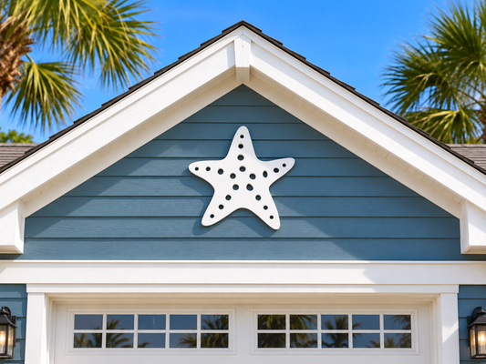 outdoor starfish sign made from weatherproof PVC, coastal nautical beach house decor