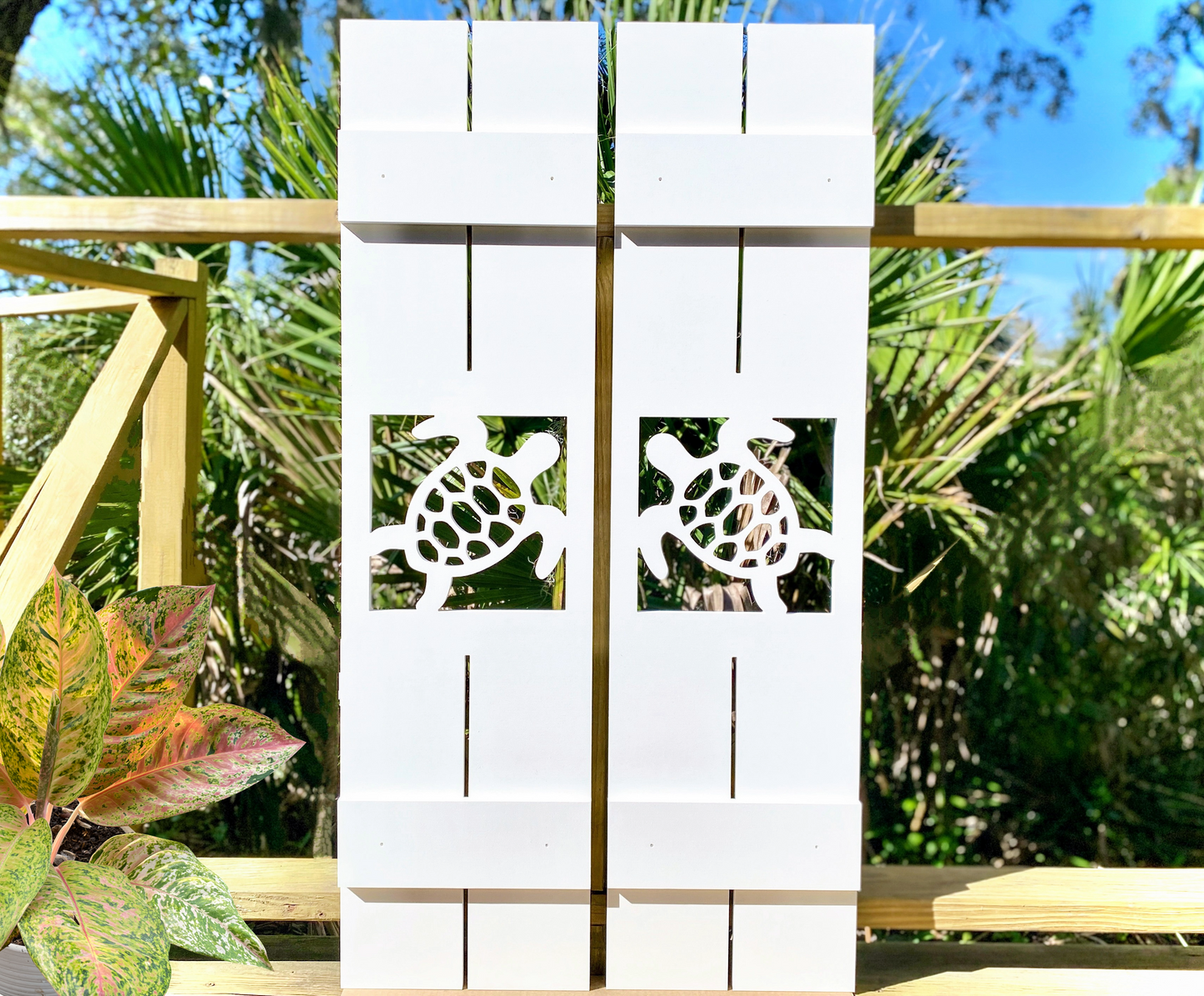 sea turtle window shutters, coastal shutters for beach house, outdoor nautical shutters