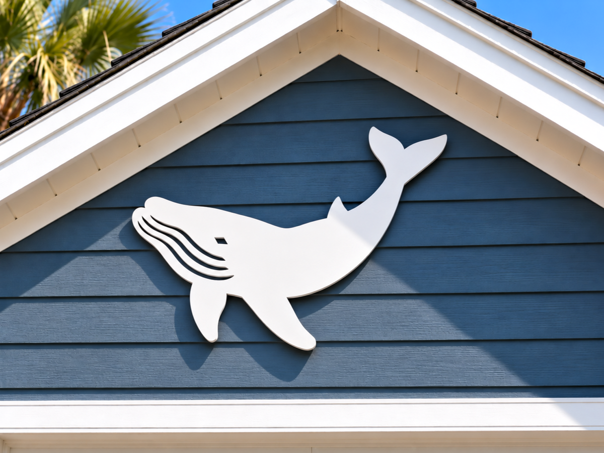 outdoor whale sign made from weatherproof PVC