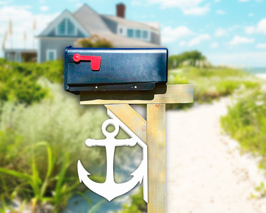 nautical anchor mailbox bracket, outdoor coastal beach house mailbox decor