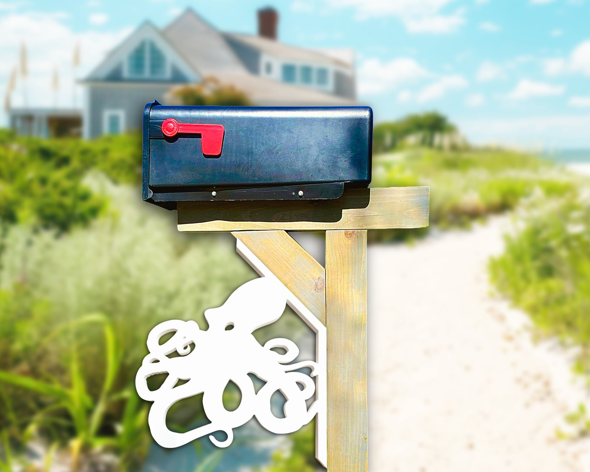octopus mailbox bracket, outdoor coastal beach house mailbox decor